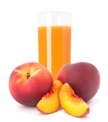 Peach fruit juice in glass