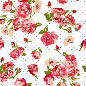 Beautiful Seamless Vintage Background with Roses