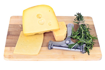 Cheese on Wooden Background