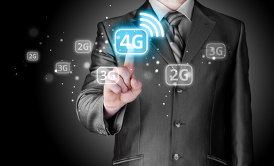 Businessman pushing 4g