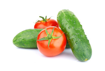 Ripe vegetables isolated on white background