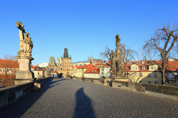 Prague gothic Castle from Charles Bridge, Czech Republic