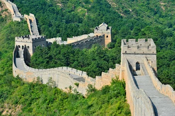 Tableaux ronds sur plexiglas Mur chinois Grande Muraille de Chine en été