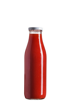 Bottle of tomato juice. Isolated on white background