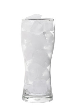 Glass with ice on a white background