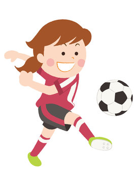 サッカー　シュート　女性