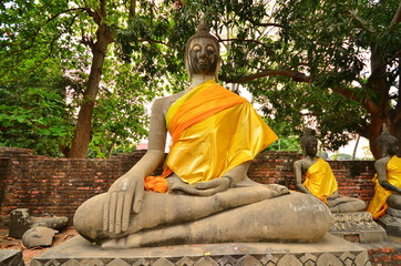 Stone Buddha Statue in Ayutthaya Province, Thailand