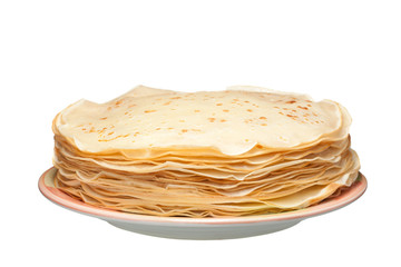 beautiful stack of pancakes on a plate of fried closeup