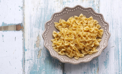 italian spaghetti on vintage wooden