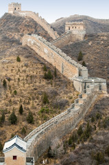 Fototapeta premium Great Wall of China with clear sky