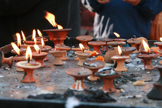 Candles at Kathmandu Dubar Square, Nepal