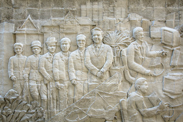 Stucco wall image of urban thai lifestyle traditional