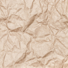 Crumpled paper for package.  Old brown  paper texture as abstrac