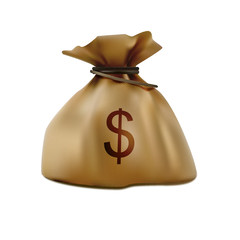 Bag of money colorful realistic icon