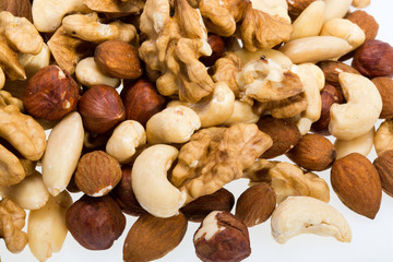 mixed nuts isolated on white background