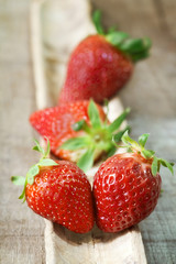 fresh strawberries on wood