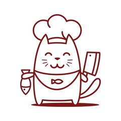 Character chef in a chef's hat line art
