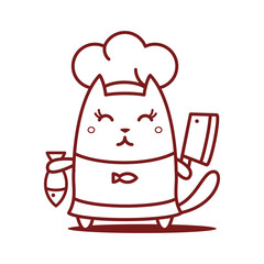Character chef in a chef's hat line art