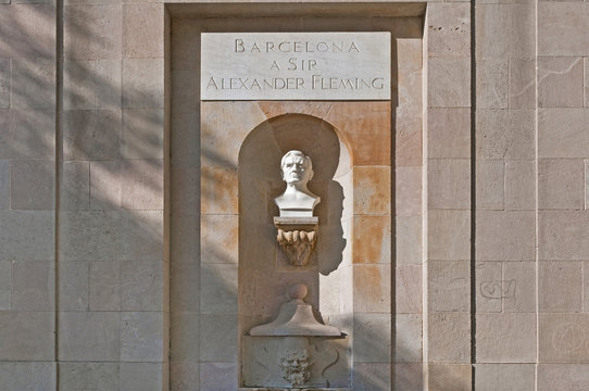Alexander Fleming monument in Barcelona, Spain