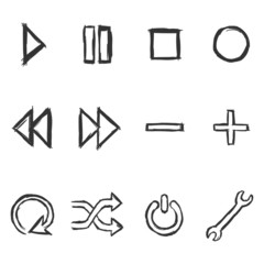 Vector Set of  Sketch Audio Player Buttons