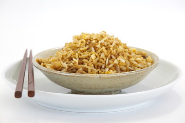 asian food fried rice with pork and egg