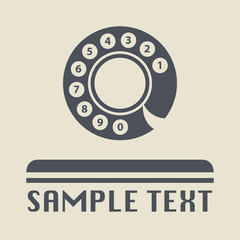 Vintage telephone disk icon or sign, vector illustration