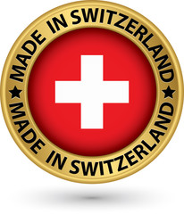 Obraz premium Made in Switzerland gold label, vector illustration