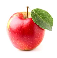 Red apple with leaf