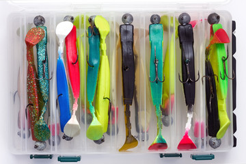 Soft plastic fishing lures with hooks