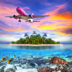 Holidays on the tropical island of Maldives - obrazy, fototapety, plakaty