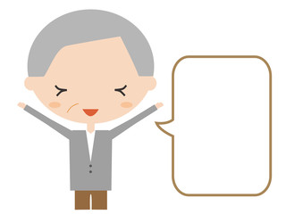 シニア男性　喜ぶ　イラスト