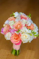 colorful wedding flowers bouquet of bride