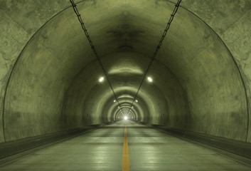 Interior of an urban tunnel at mountain without traffic