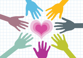 colorful silhouette hands background design