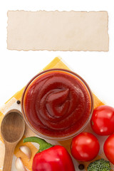 tomato sauce in bowl on white