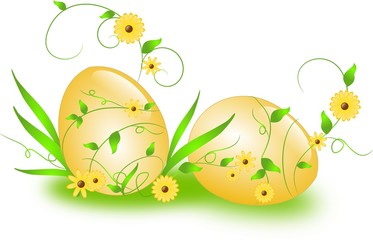 Easter eggs with floral ornaments