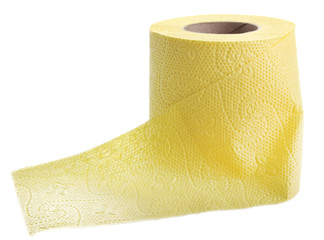 Color toilet paper roll isolated on white