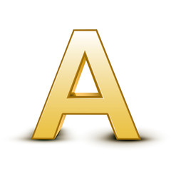 3d golden letter A