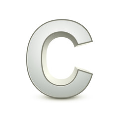 3d alphabet silver C
