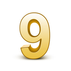 3d shiny golden number 9