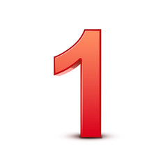 3d shiny red number 1