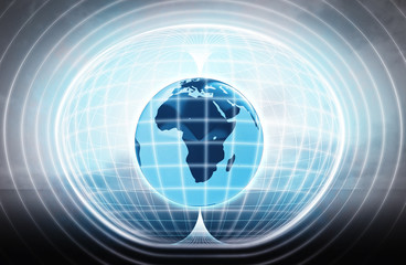 Africa earth globe stuck in energy capsule as science project