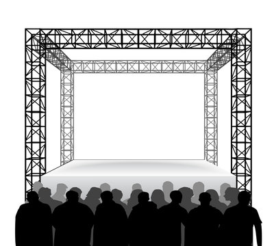 empty festival stage with spectators isolated on white vector