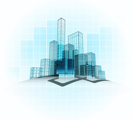 modern office vector city district with grid background vector
