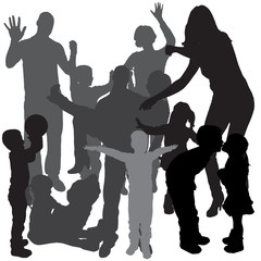 Vector silhouette of a family.