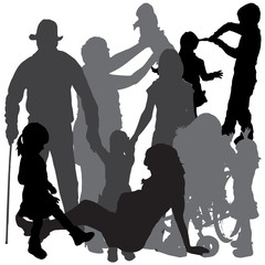 Vector silhouette of a family.