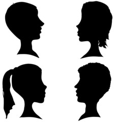 Vector silhouettes of different faces.