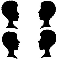 Vector silhouettes of different faces.