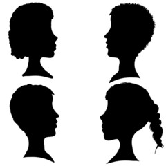 Vector silhouettes of different faces.