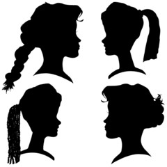 Vector silhouettes of different faces.